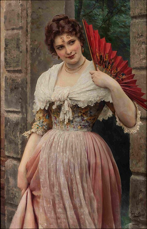Portrait of a Woman with Red Fan, 1897, Eugene de Blaas