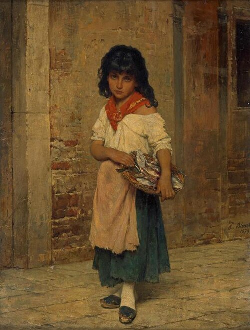 Girl with fish, 1879, Eugene de Blaas