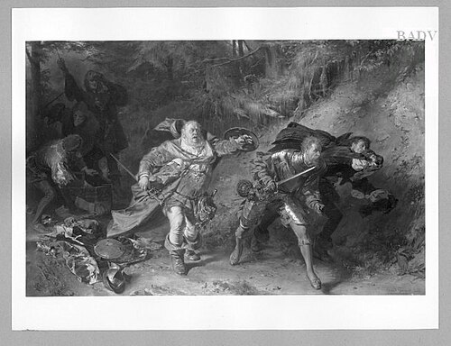 Überfall (Falstaff auf der Flucht), 1893, Eduard von Grützner