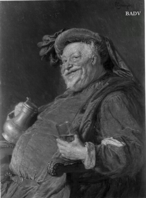 Falstaff drinking beer, 1903, Eduard von Grützner