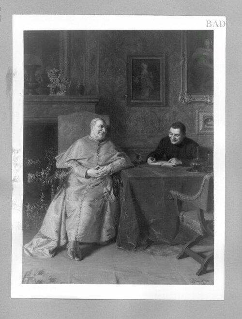 Kardinal und Mönch in Unterhaltung, 1910, Eduard von Grützner