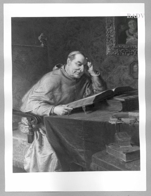 A cardinal reading, 1916, Eduard von Grützner