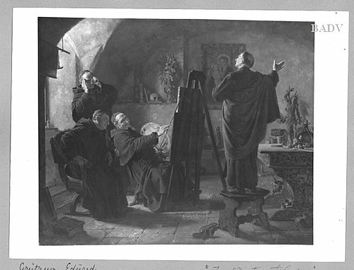 Monks in their studio, 1893, Eduard von Grützner