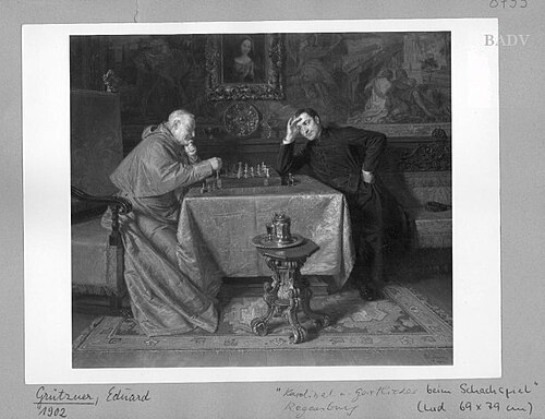 2 clergymen playing dress, 1902, Eduard von Grützner