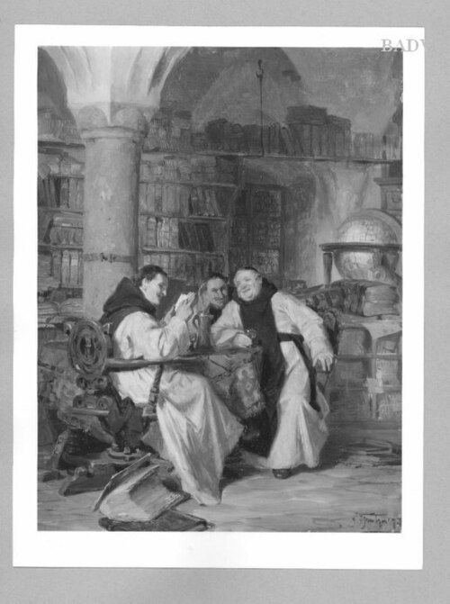 Monks in a library, 1874, Eduard von Grützner