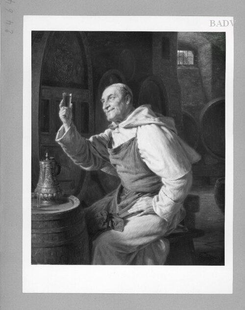 "Ein guter Tropfen", Mönch im Keller, 1913, Eduard von Grützner