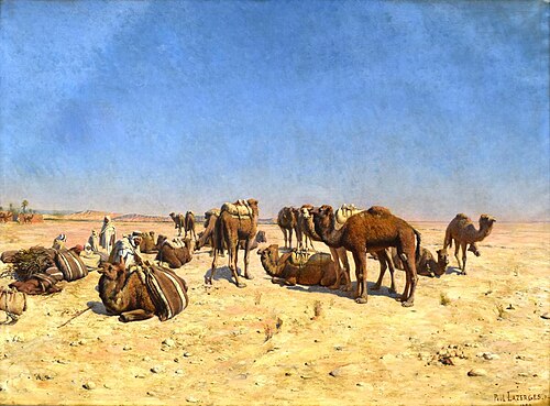 Arabian Caravan at Rest, Biskra, 1890, Paul Lazerges