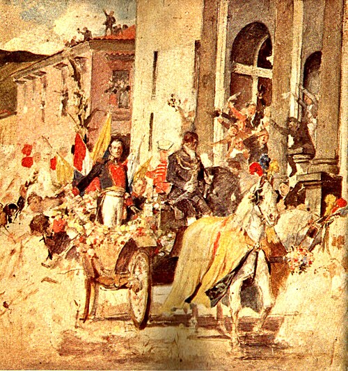 Llegada de El Libertador al templo de San Francisco., , Arturo Michelena