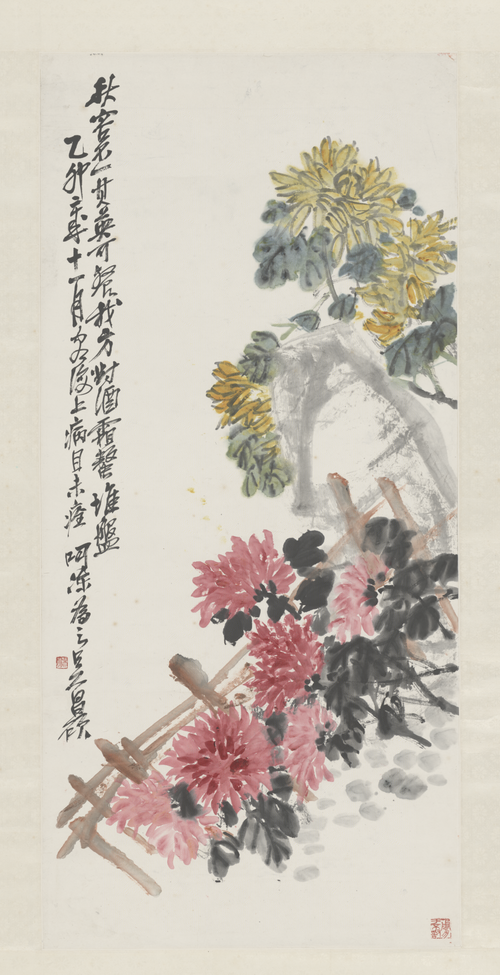 吴俊卿菊石图轴, , Wu Changshuo