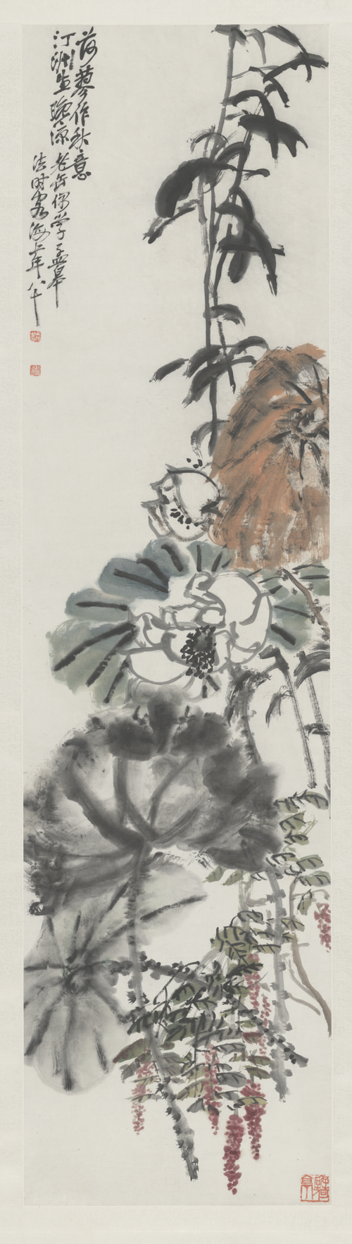 吴俊卿荷蓼图轴, , Wu Changshuo