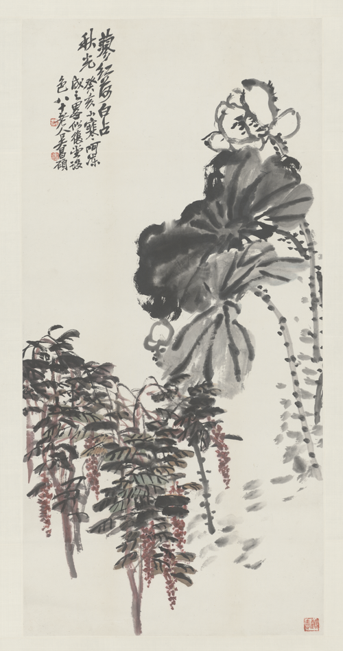 吴俊卿蓼红荷白图轴, , Wu Changshuo