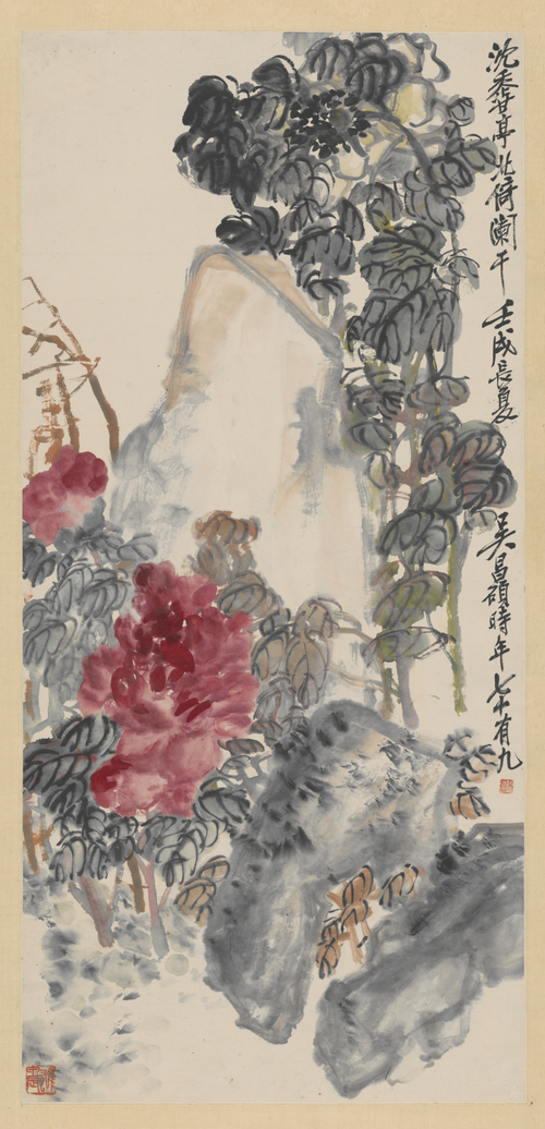 吴俊卿牡丹轴, 1922, Wu Changshuo
