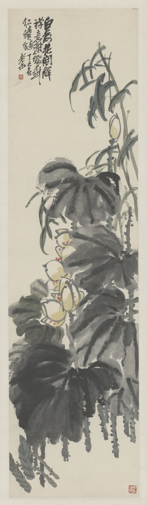 吴俊卿白莲图轴, 1917, Wu Changshuo