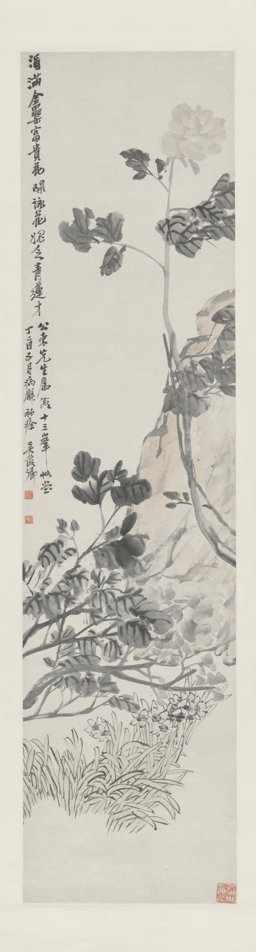 吴俊卿牡丹水仙图轴, 1897, Wu Changshuo