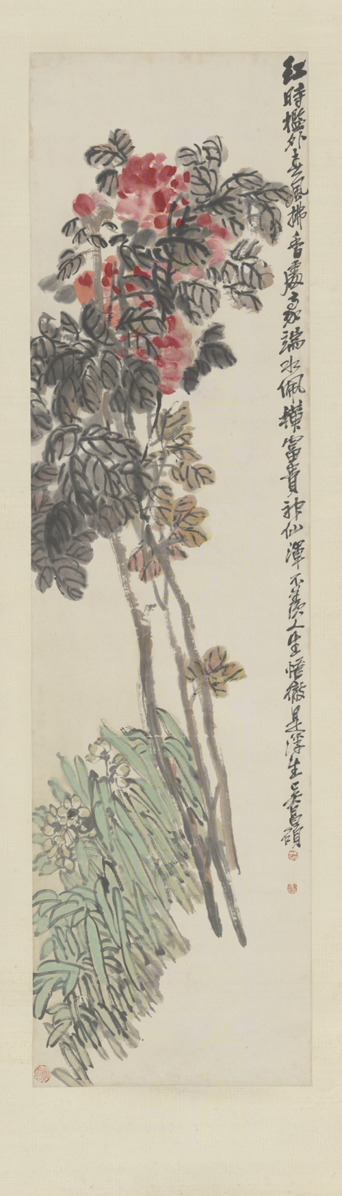 吴俊卿牡丹水仙轴, , Wu Changshuo