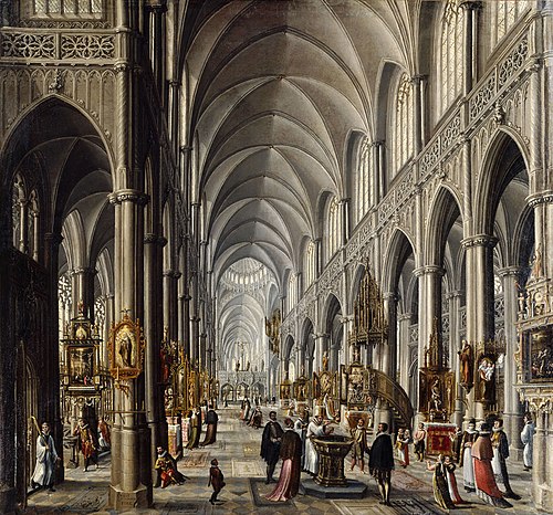 Interior de una catedral gótica III, 1596, Paul Vredeman de Vries