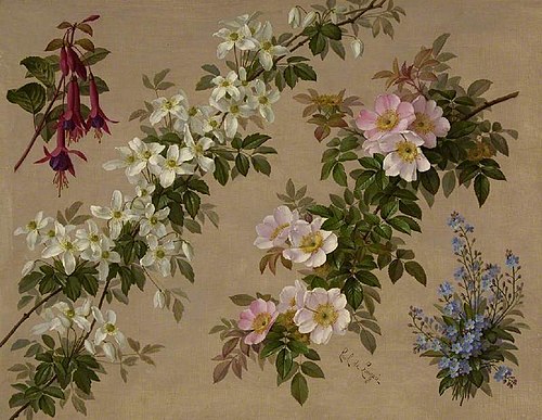 Wild roses and various other flowers and shrubs, , Paul de Longpré