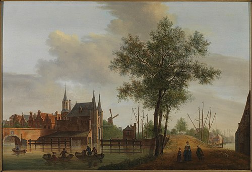 Gezicht op de Potterspoort te Gouda., 1754, Paulus van Liender