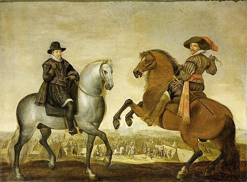 Princes Maurits and Frederik Hendrik on horseback, 1630, Paulus van Hillegaert