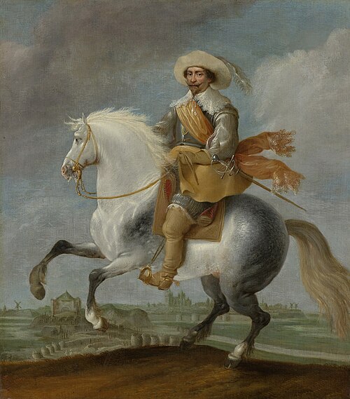 Prince Frederik Hendrik on horseback outside the fortifications of 's-Hertogenbosch, 1629, 1632, Paulus van Hillegaert