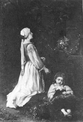 Twee meisjes voor een kapel, 1839, Jaroslav Čermák