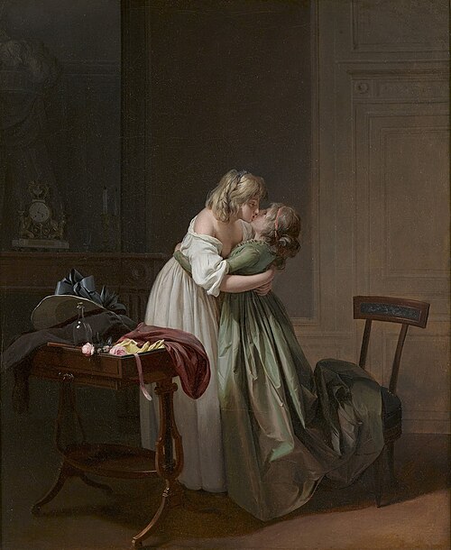 Deux jeunes femmes s'embrassant, 1792, Louis-Léopold Boilly