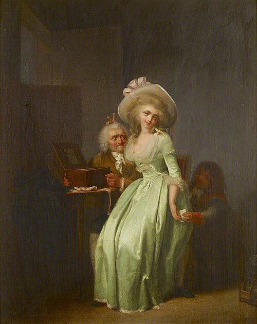 A young Woman mocking an elderly Admirer, , Louis-Léopold Boilly