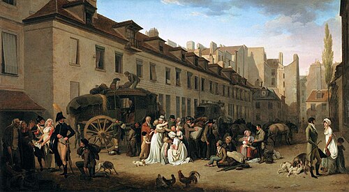 L'Arrivée d'une diligence dans la cour des Messageries, 1803, Louis-Léopold Boilly