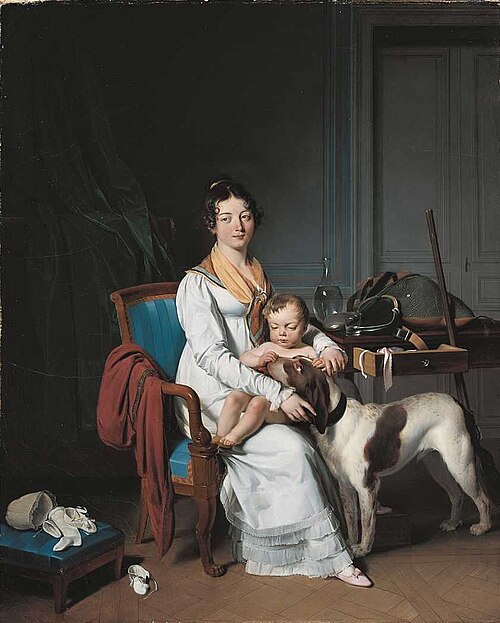 Interior with mother and child, 1817, Louis-Léopold Boilly