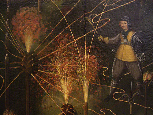 Test fireworks by Johann Khonn, 1645, Joseph Furttenbach