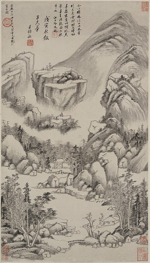 Landscape in the style of Huang Gongwang, 1638, Wang Shimin