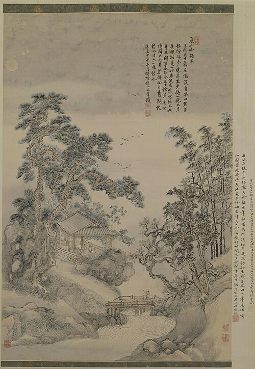 王翚夏五吟梅图轴, , Wang Hui