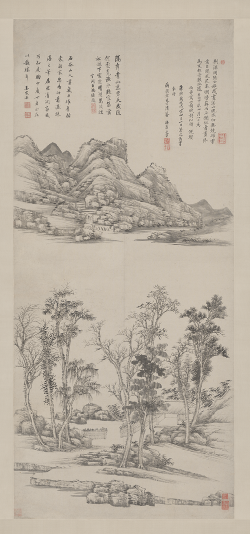 王翚仿倪瓒山水轴, , Wang Hui
