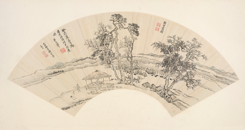 王翚、顾昉、杨晋合画山水扇, , Wang Hui