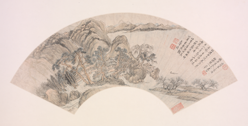 王翚仿山樵岩居扇, , Wang Hui