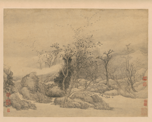 王翚鸦阵图横方页, , Wang Hui