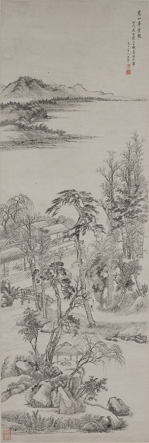 清 王翚 仿卢鸿嵩山草堂图轴, 1694, Wang Hui