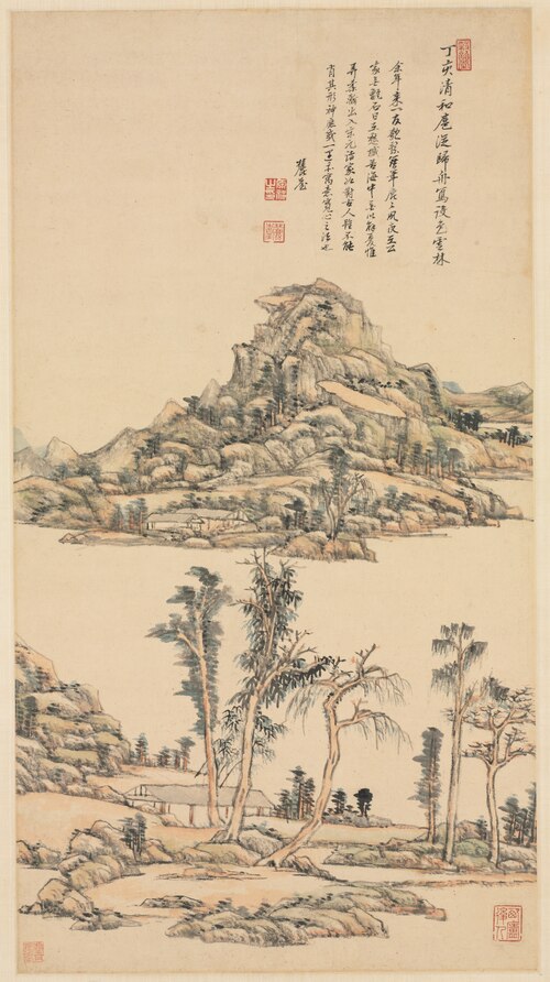 Landscape after Ni Zan, 1707, Wang Yuanqi