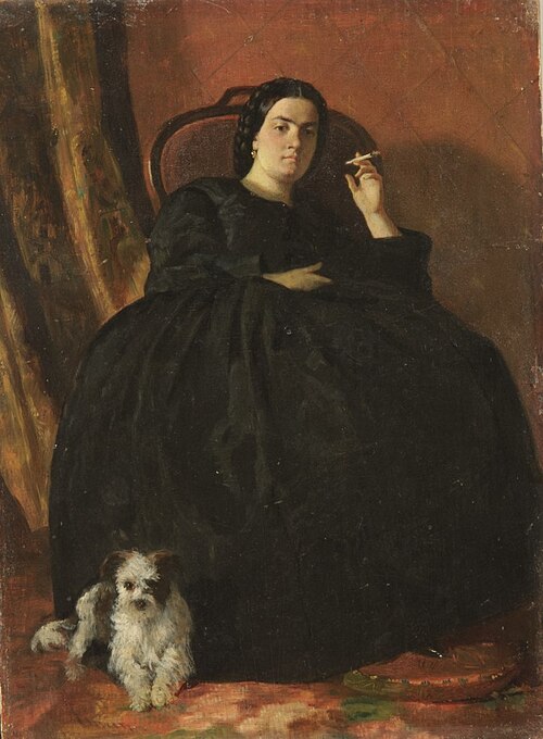 Portret de femeie cu câine / Femeie cu câinele, 1862, Theodor Aman