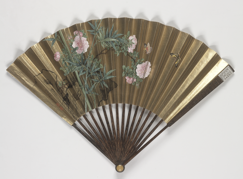 蒋廷锡画眉寿万年胤禛书诗成扇, , Jiang Tingxi