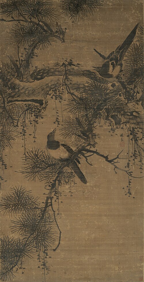 Magpies and a Pine Tree, , Lin Liang