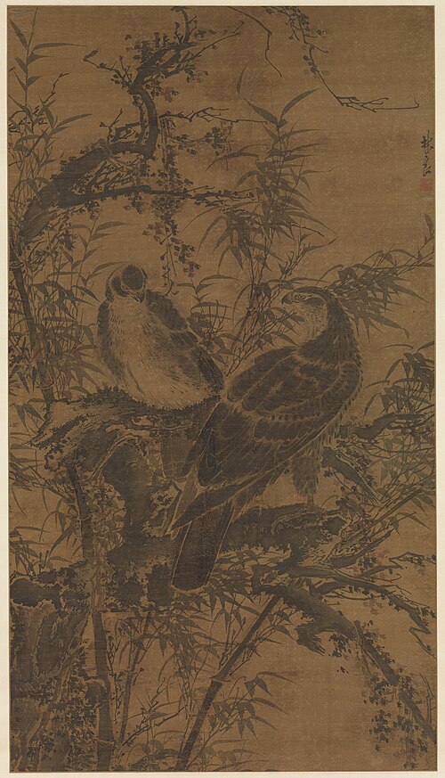 Two hawks in a thicket, 1448, Lin Liang