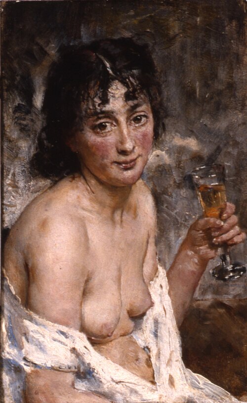 Mademoiselle with Champagne, 1880, Hans Olaf Heyerdahl