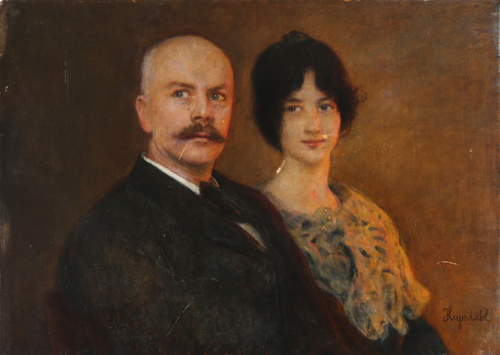 Double portrait of the Danish author Carl Ewald and his daughter Karen Ewald, 1904, Hans Olaf Heyerdahl