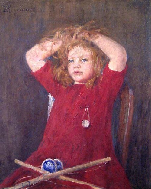 Girl in red Dress, 1908, Hans Olaf Heyerdahl