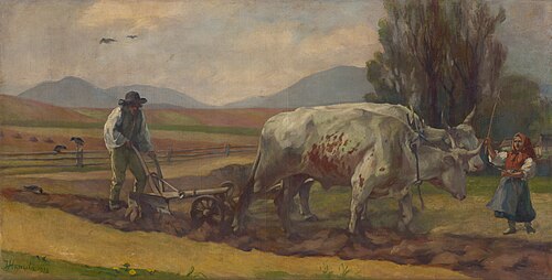 Ploughing, 1913, Jozef Hanula