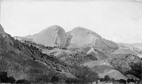 Udsigt mod Mammellerne (Monti Ruffi) nær Olevano, 1836, Ernst Meyer