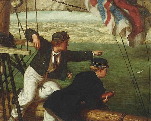 Two young midshipmen in sight of home, 1864, Philip Richard Morris