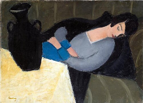 Sleeping Lady with Black Vase, 1928, Róbert Berény