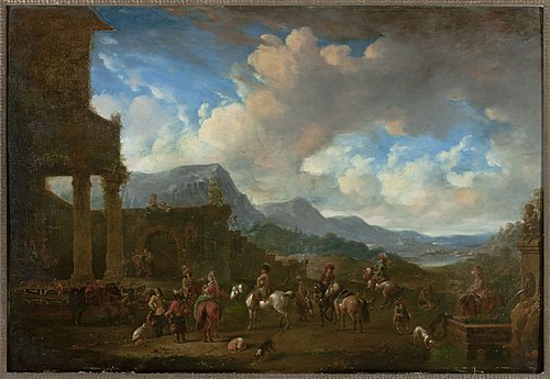 Landscape with a genre scene, , Pieter Wouwerman